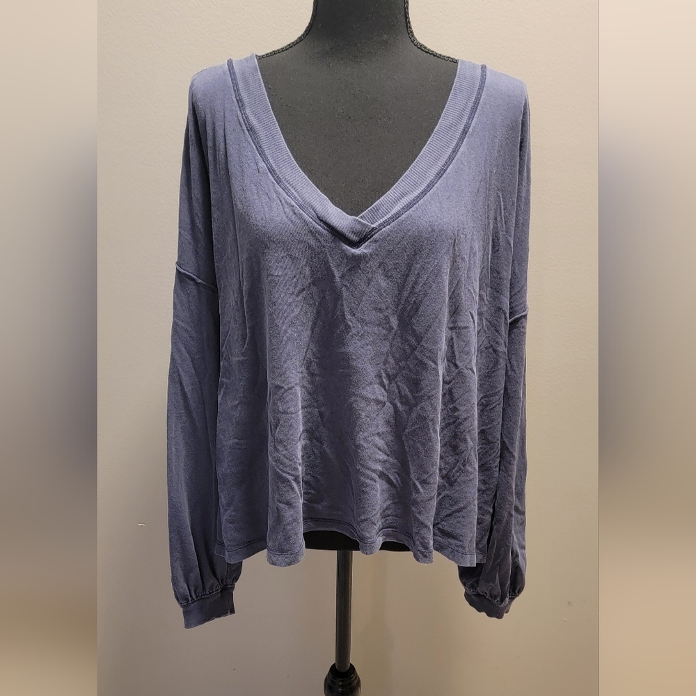 We The Free V-Neck Blouse - Deep Blue - Picture 8 of 9
